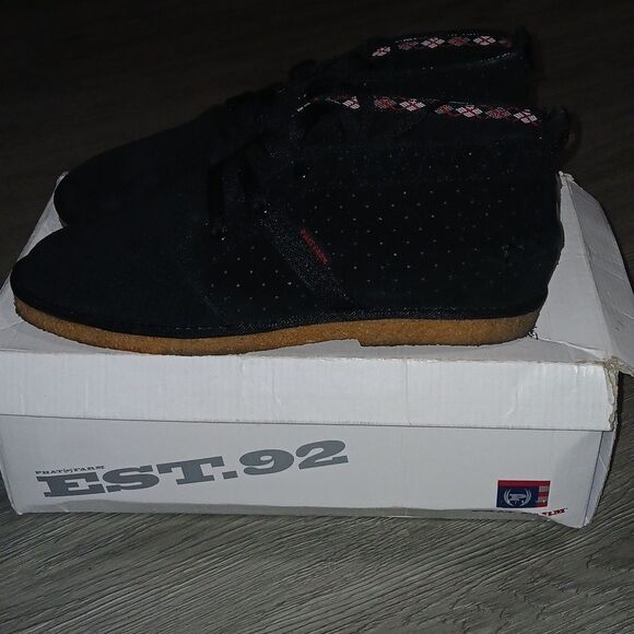 Phat Farm Pipeline Perforated Black suede leather chukka boots Sz 10.5 EUC main image 4